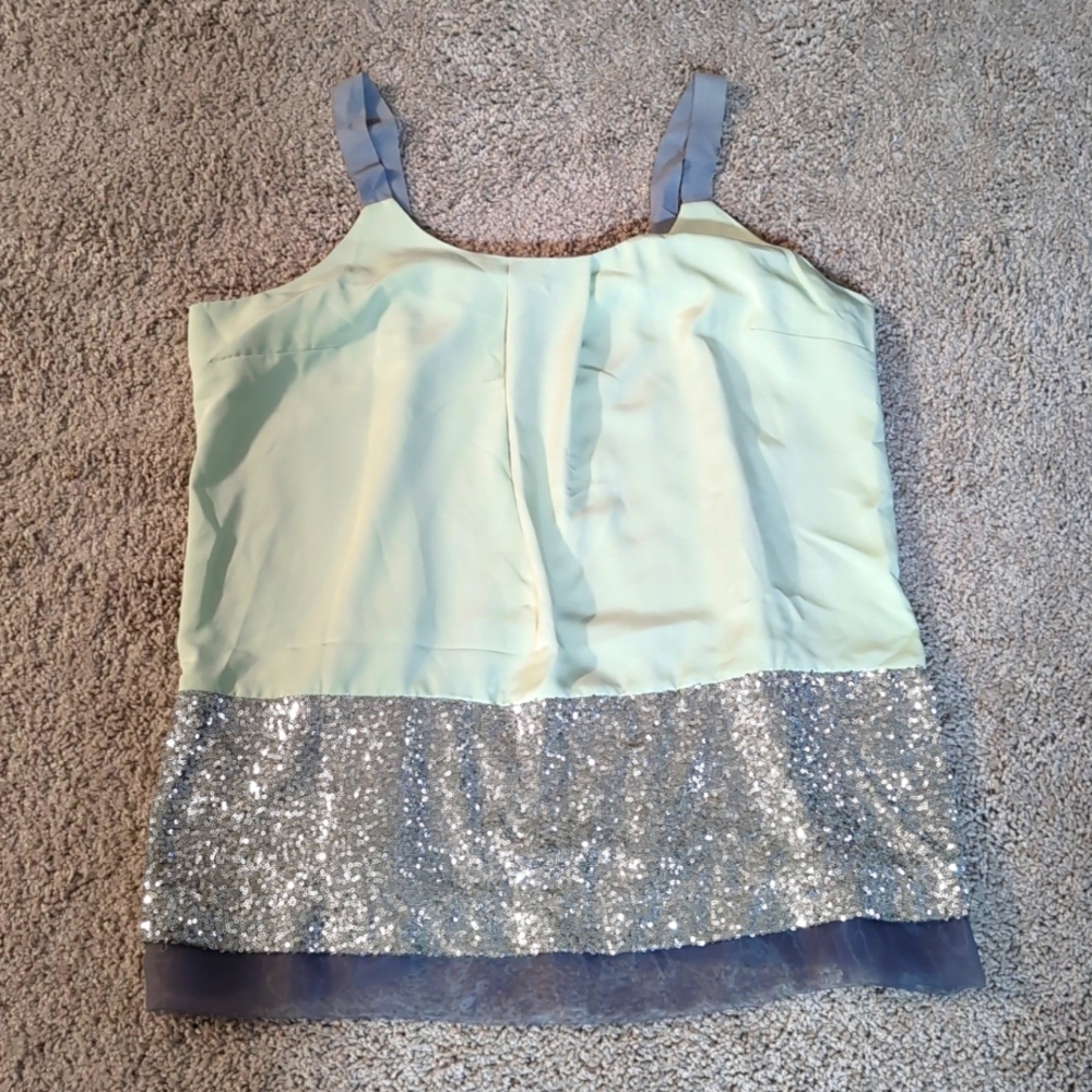Simply Vera Vera Wang Sage Green and Silver Sequin Tank, NWT, size XL